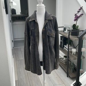 VICI Dusty Navy Button Down Shacket